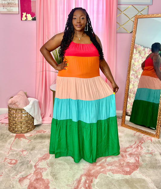 Rainbow Radiance Maxi Dress